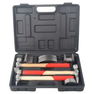 7-Piece Auto Body & Panel Beating Hammer and Dolly Dent Repair Kit with Carrying Case